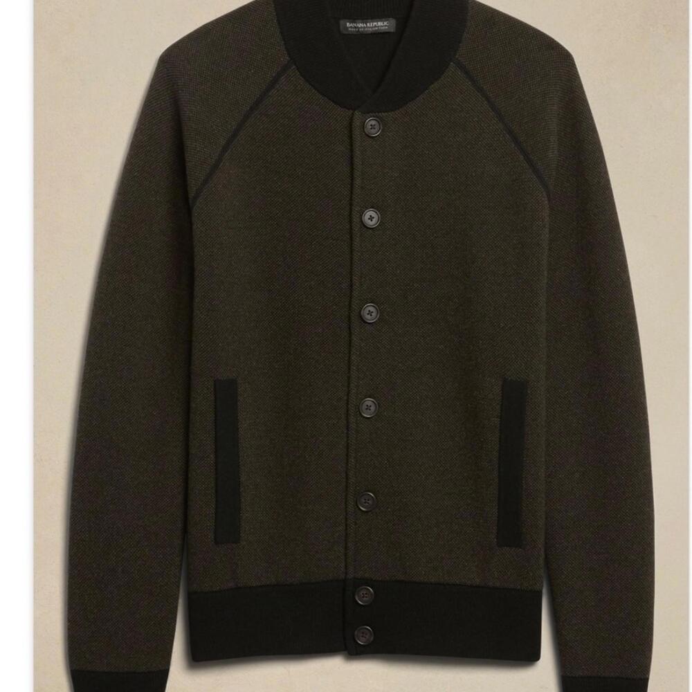 Men's Banana Republic Bomber Sweater Jacket Size Large Tall - Picture 3 of 9
